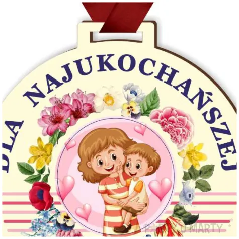 medal drukowany dla najukochanszej mamy bialy 72 mm
