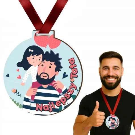 medal drukowany dzien ojca najlepszy tata 72 mm