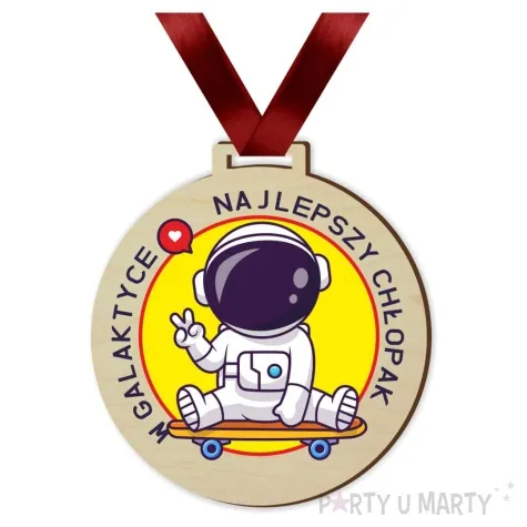 medal drukowany najlepszy chlopak w galaktyce drewniany 72 mm