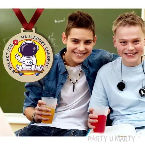 medal drukowany najlepszy chlopak w galaktyce drewniany 72 mm