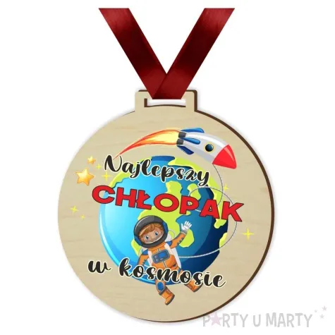 medal drukowany najlepszy chlopak w kosmosie drewniany 72 mm
