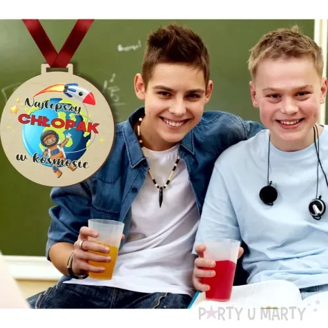 medal drukowany najlepszy chlopak w kosmosie drewniany 72 mm