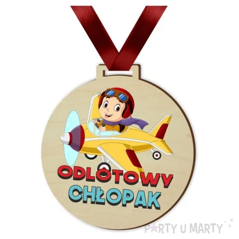 medal drukowany odlotowy chlopak drewniany 72 mm