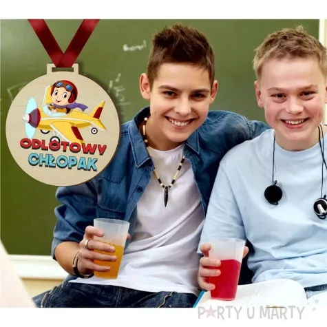 medal drukowany odlotowy chlopak drewniany 72 mm