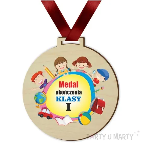 medal drukowany ukonczenia klasy i drewniany 72 mm