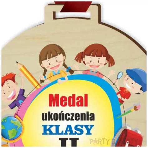 medal drukowany ukonczenia klasy ii drewniany 72 mm