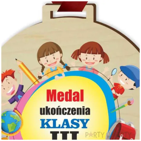 medal drukowany ukonczenia klasy iii drewniany 72 mm