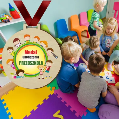 medal drukowany ukonczenia przedszkola drewniany 72 mm
