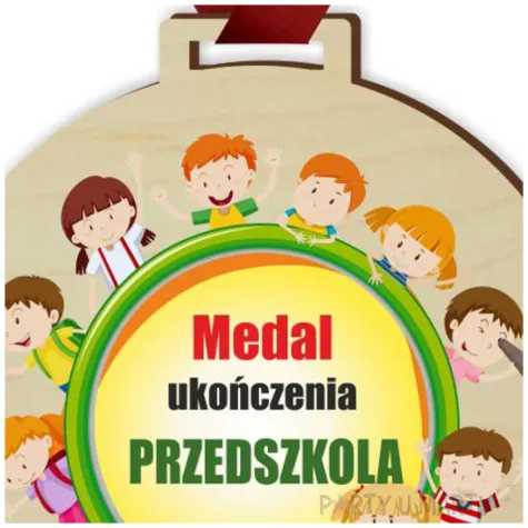 medal drukowany ukonczenia przedszkola drewniany 72 mm
