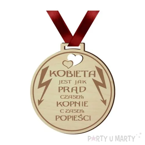 medal dzien kobiet kobieta jest jak prad drewniany 72 mm