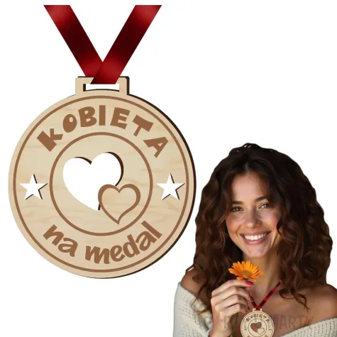 medal dzien kobiet kobieta na medal drewniany 72 mm