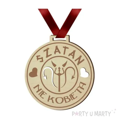medal dzien kobiet szatan nie kobieta drewniany 72 mm