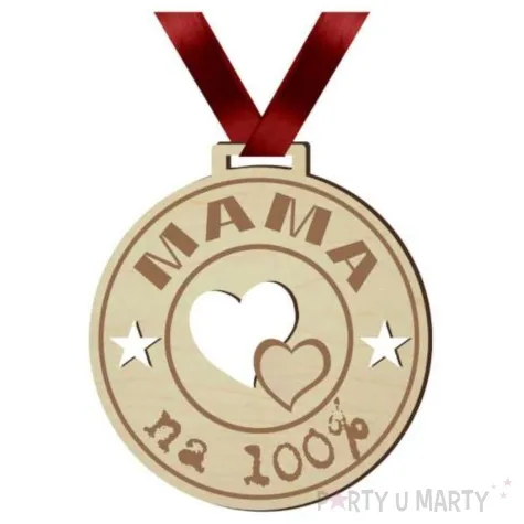 medal dzien matki mama na 100 drewniany 72 mm