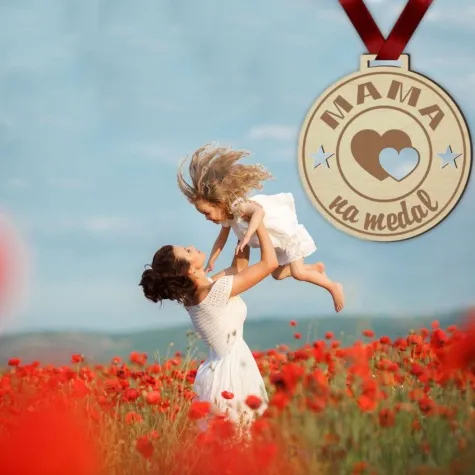 medal dzien matki mama na medal drewniany 72 mm