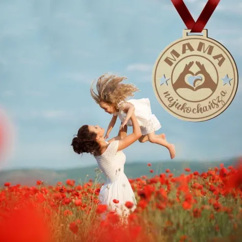 medal dzien matki mama najukochansza drewniany 72 mm