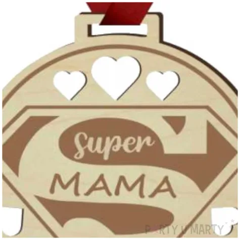 medal dzien matki super mama drewniany 72 mm