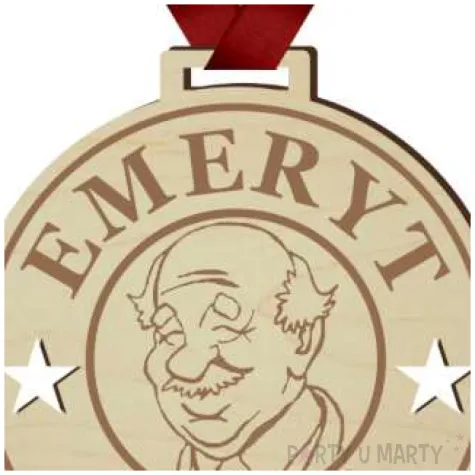 medal emeryt na medal drewniany 72 mm