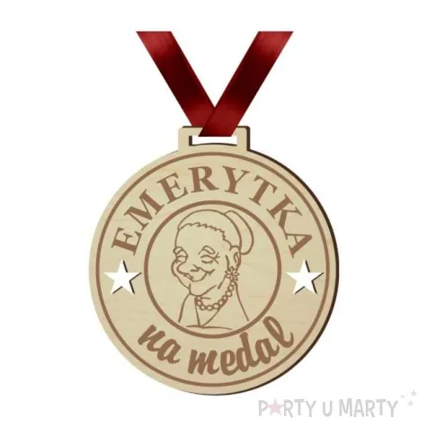medal emerytka na medal drewniany 72 mm