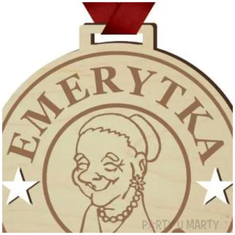 medal emerytka na medal drewniany 72 mm