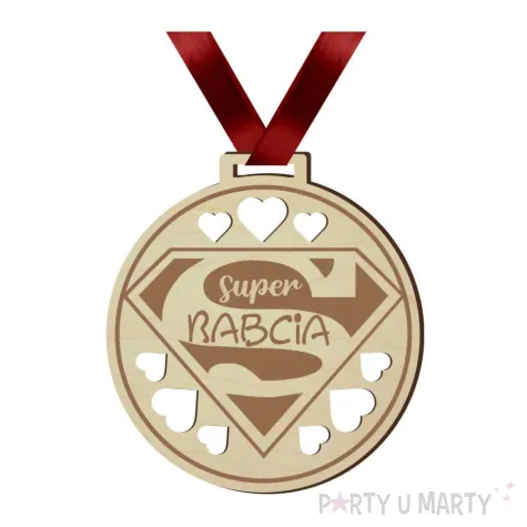 medal super babcia drewniany 72 mm