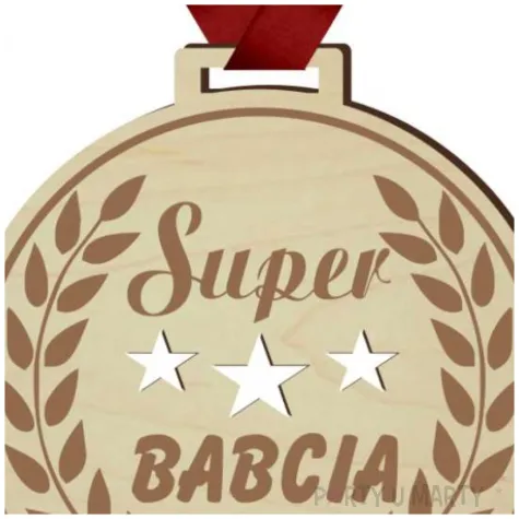 medal super babcia laur drewniany 72 mm