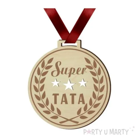 medal super tata laur drewniany 72 mm