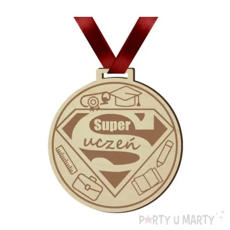 medal super uczen drewniany 72 mm