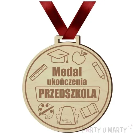 medal ukonczenia przedszkola drewniany 72 mm