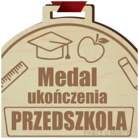 medal ukonczenia przedszkola drewniany 72 mm