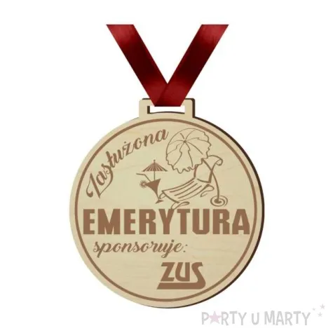 medal zasluzona emerytura drewniany 72 mm