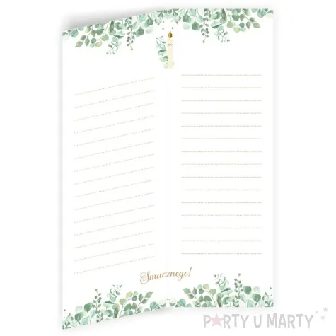 menu jadlospis chrzest swiety eukaliptus beauty 29 5 x 10 5 cm 3 szt