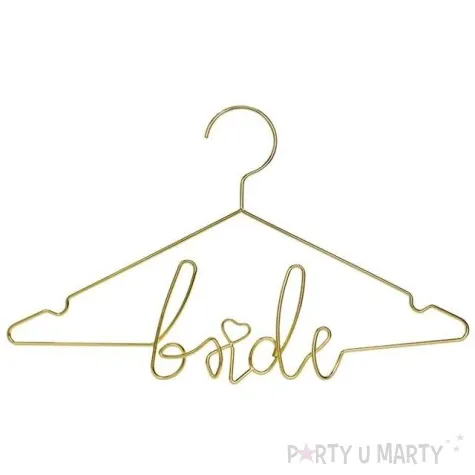 metalowy wieszak panna mloda bride zloty partydeco 45x27cm
