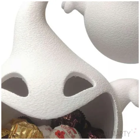 miska na cukierki dekoracja na halloween duch usmiechniety bialy 20 cm