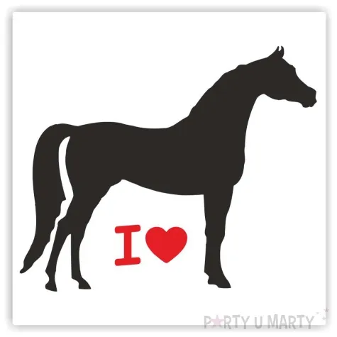 naklejka samochodowa kon i love 13 x 10 5 cm czerwono czarna