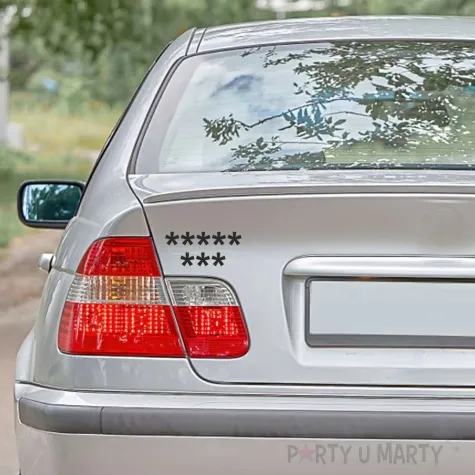 naklejka samochodowa osiem gwiazdek 13 x 6 cm czarna