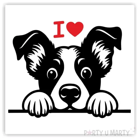 naklejka samochodowa pies i love 13 x 10 cm czerwono czarna