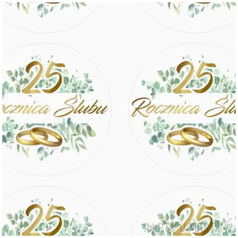 naklejki 25 rocznica slubu eukaliptus beauty 17x12 cm 6 szt