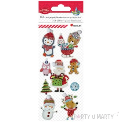 naklejki balwanki swiateczne mix titanum 10 szt