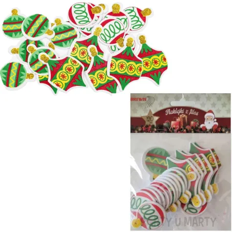 naklejki bombki mix piankowe z brokatem brewis 20 szt