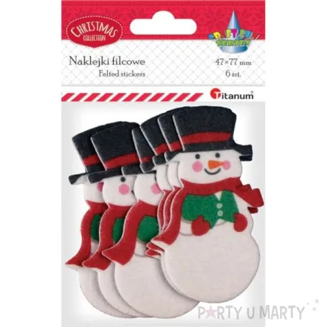 naklejki boze narodzenie balwanki w kapeluszu titanum 6 szt