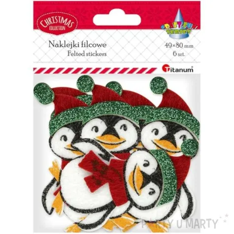 naklejki boze narodzenie pingwiny titanum 6 szt