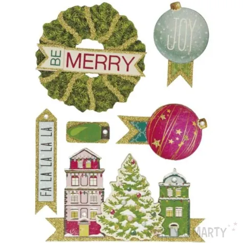 naklejki choinka domek i bombki 3d mix titanum 6 szt