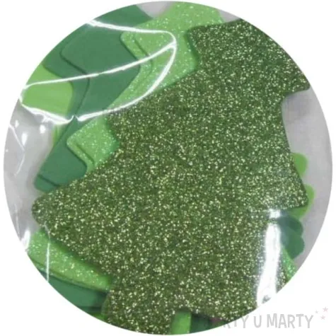 naklejki choinki zielone piankowe z brokatem brewis 8 szt