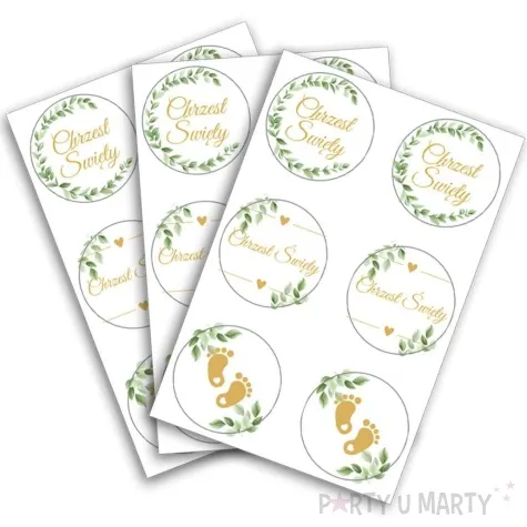 naklejki chrzest swiety bialy partycollection 18 szt