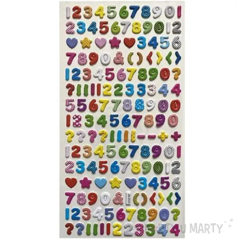 naklejki cyfry i znaki foliowe mix titanum ok 1 cm 162 szt