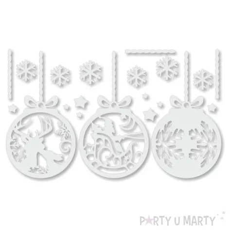 naklejki dekoracyjne bombki i sniezki biale 17 szt