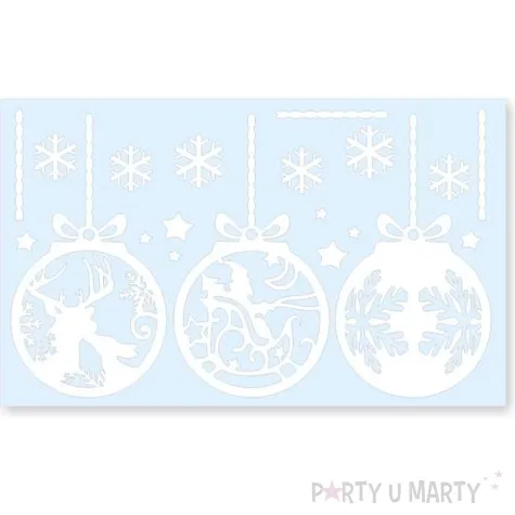 naklejki dekoracyjne bombki i sniezki biale 17 szt