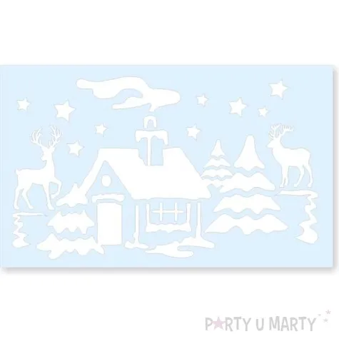 naklejki dekoracyjne zimowy domek biale 13 szt