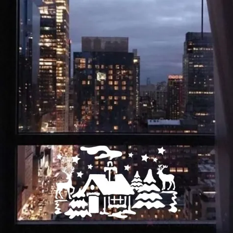 naklejki dekoracyjne zimowy domek biale 13 szt