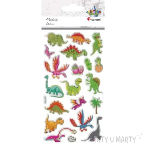 naklejki dinozaury kolorowe mix titanum 20 szt